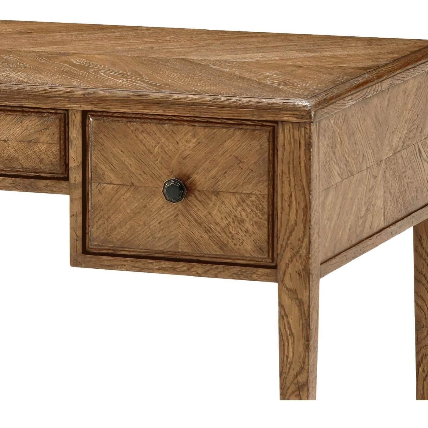 Neoclassical Italian NeoClassic Oak Parquetry Desk, Natural For Sale