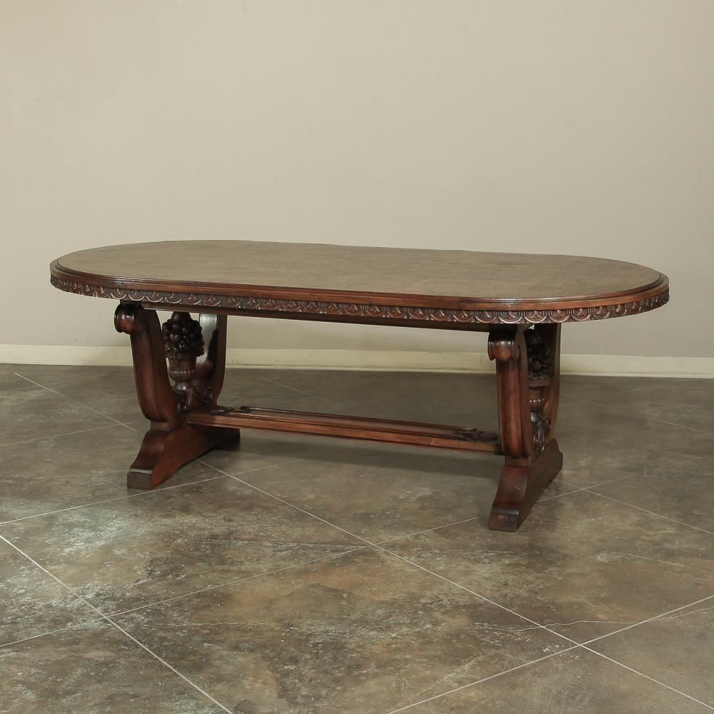 Neoclassical Italian Neoclassic Oval Walnut Dining Table For Sale