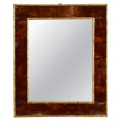 Antique Italian, Neoclassic, Painted, Giltwood, and Glass Covered Faux Tortoise Mirror