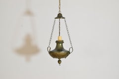 Italian Neoclassic Patinated Brass 3-arm Censer now fitted as Lantern, ca. 1800