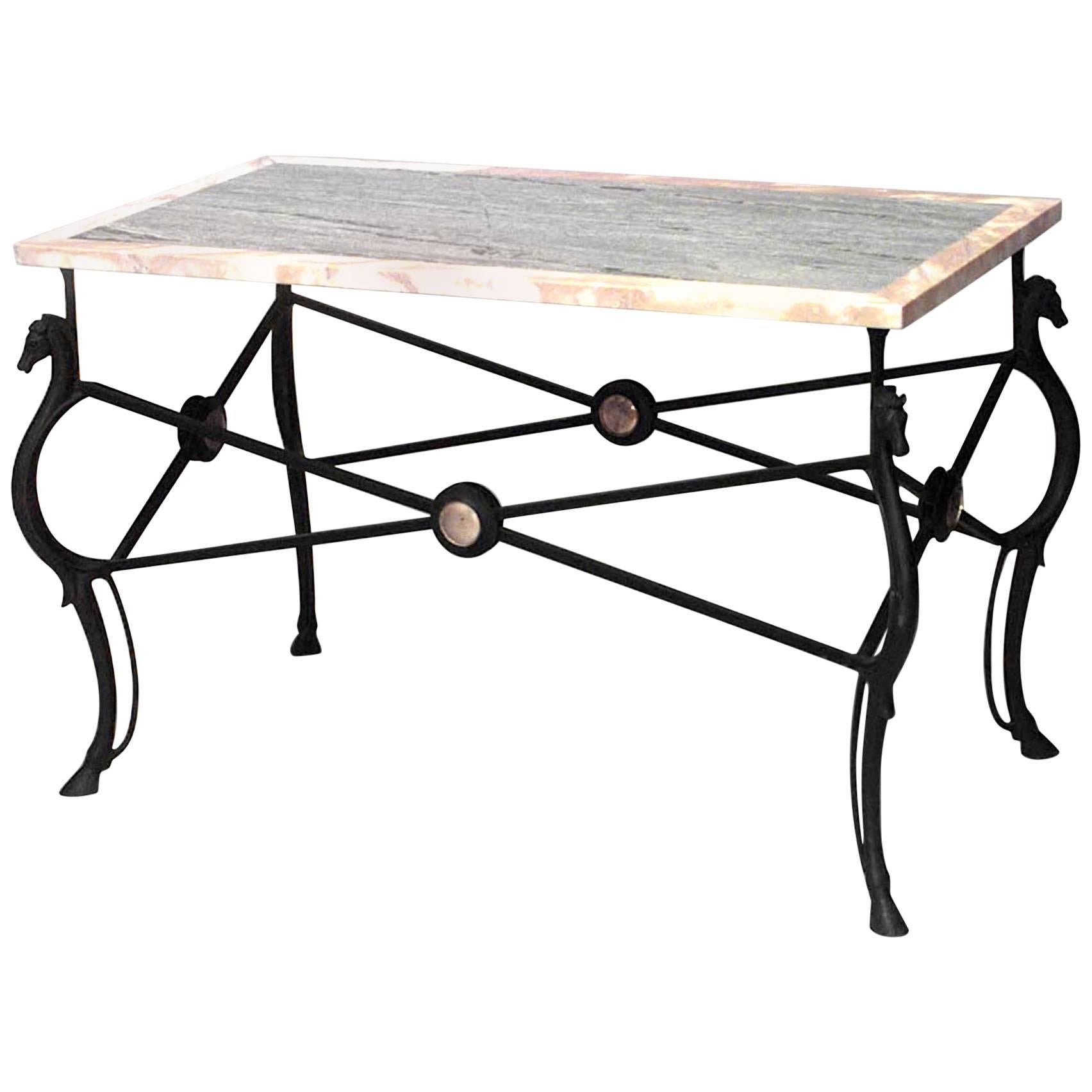 Italian Neo-Classic Style Maison Ramsey Marble Center Table For Sale