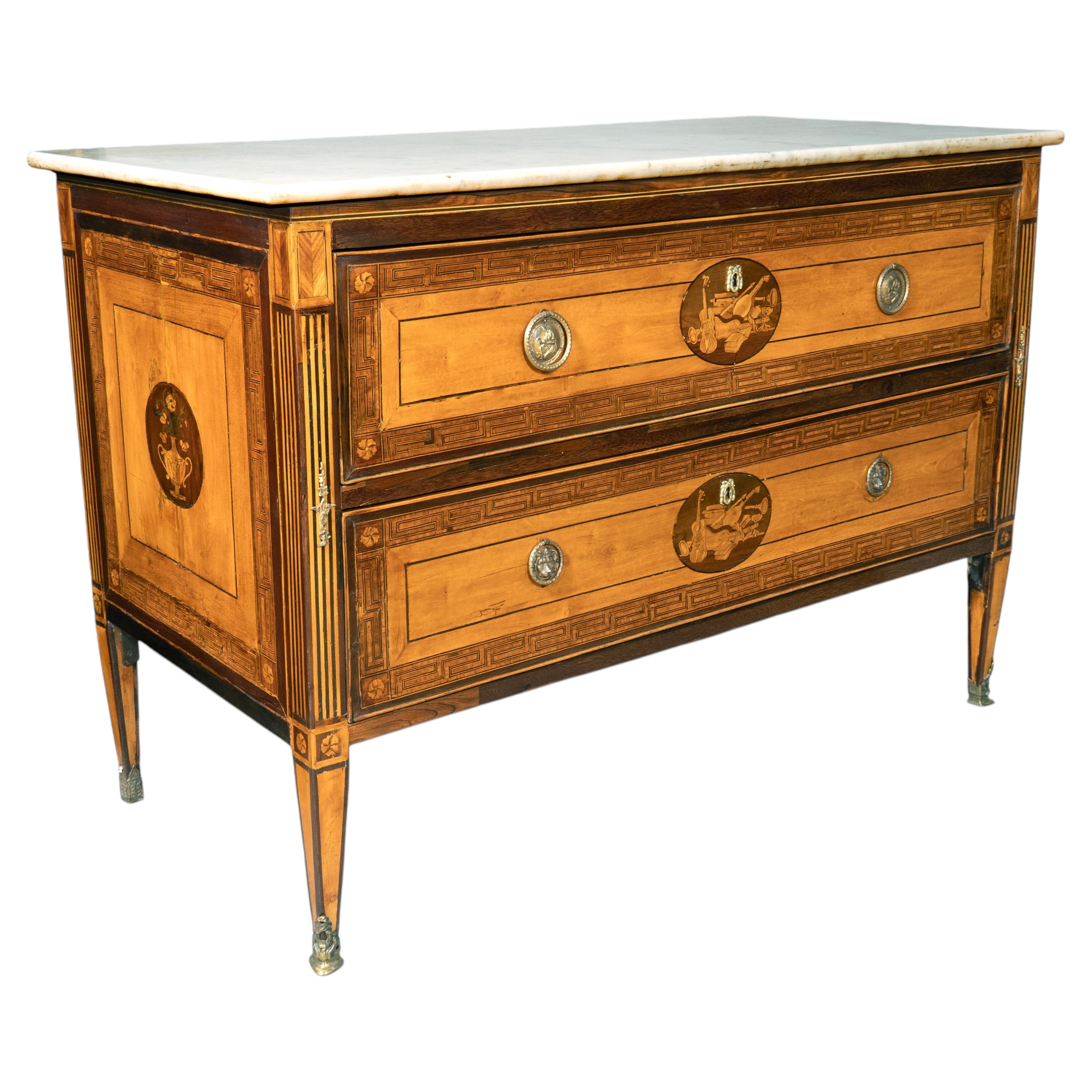 Italian Neoclassic Satinwood And Rosewood Commode