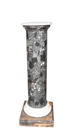 Escagliola Neoclásica Italiana Y Pedestal De Mármol