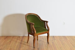 Italian Neoclassical Period Light Walnut and Upholstered Bergere, ca. 1830