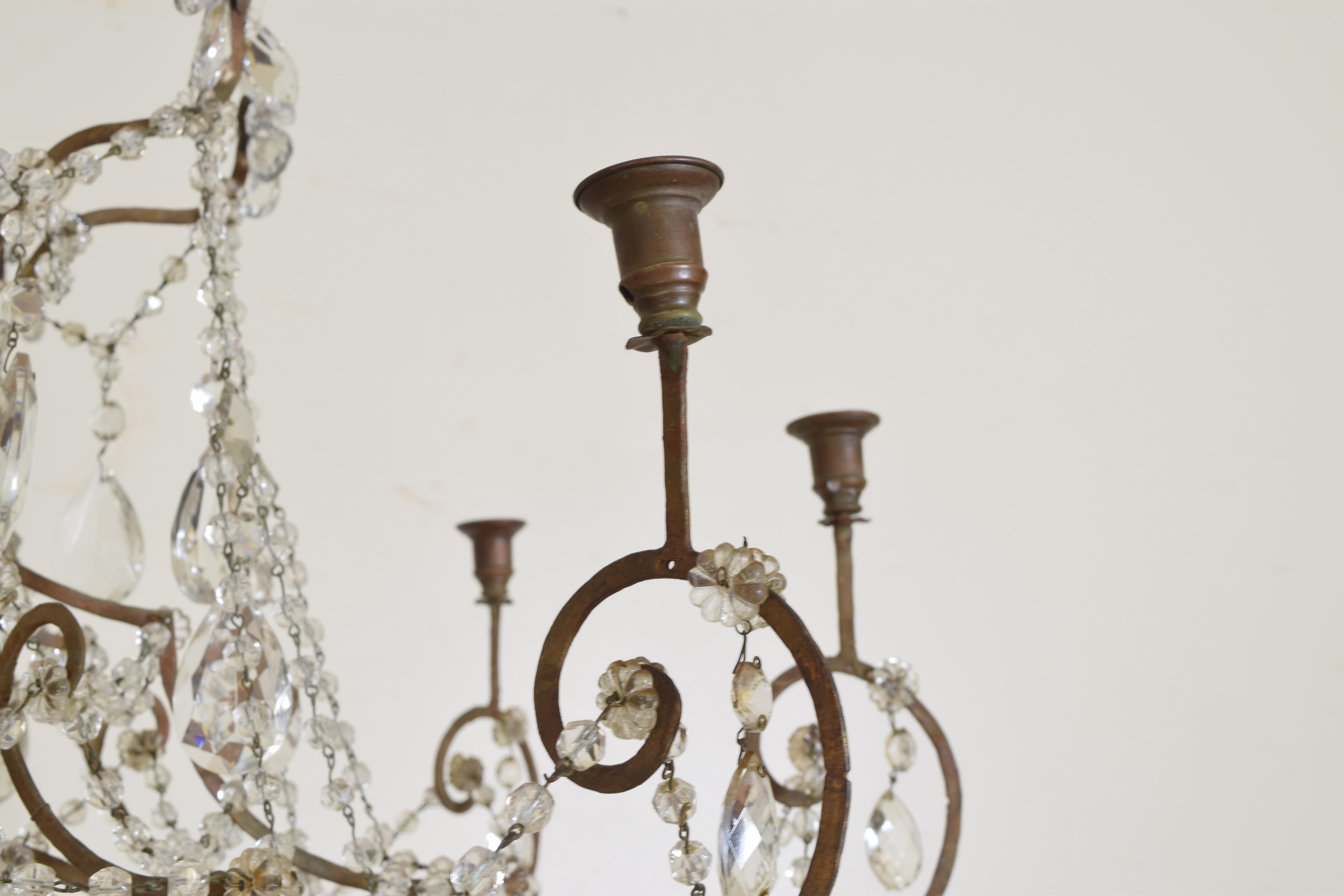 Italian Neoclassic Silver Gilt, Iron, and Glass 8-Light Chandelier 5