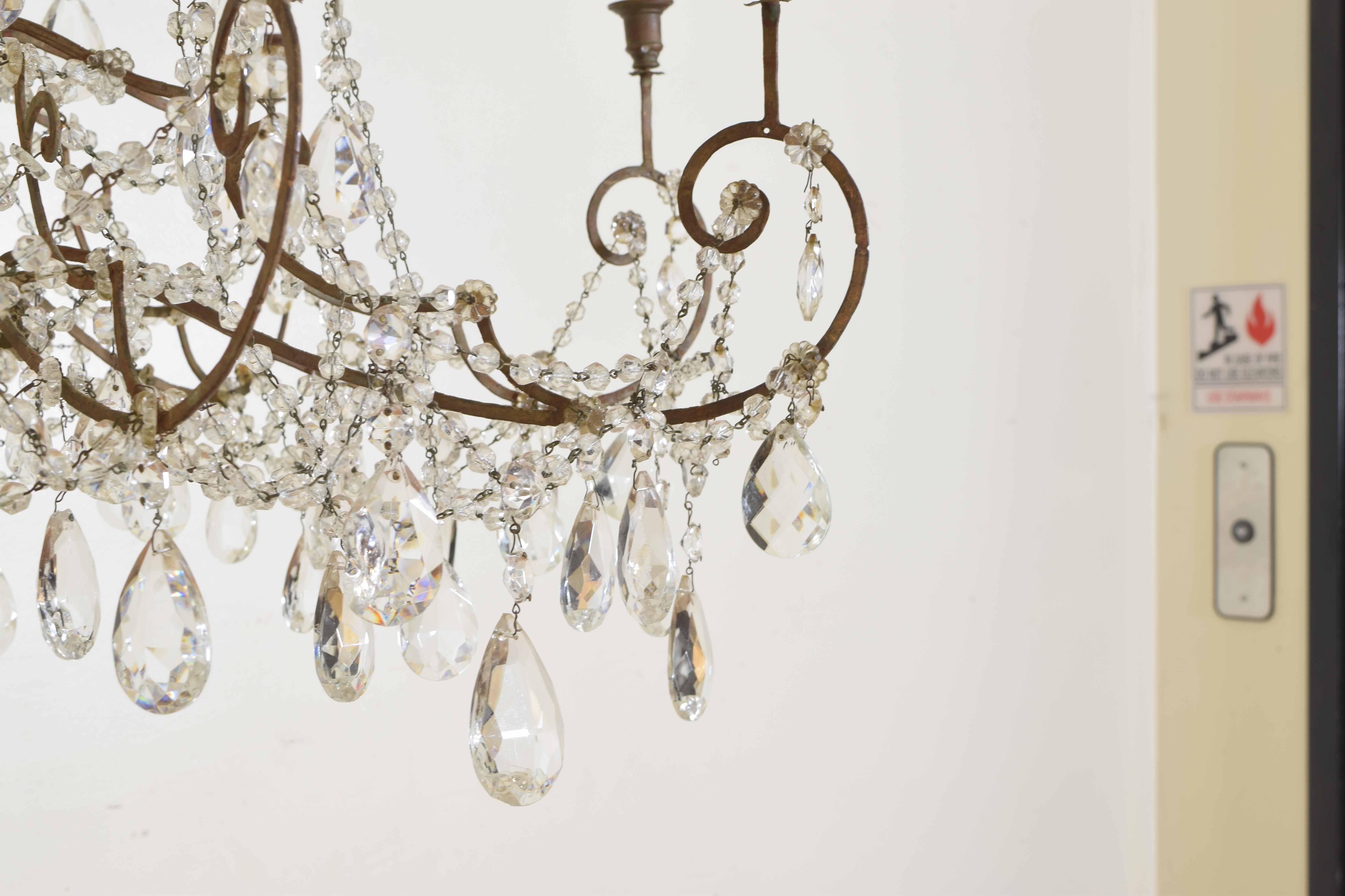 Italian Neoclassic Silver Gilt, Iron, and Glass 8-Light Chandelier 6