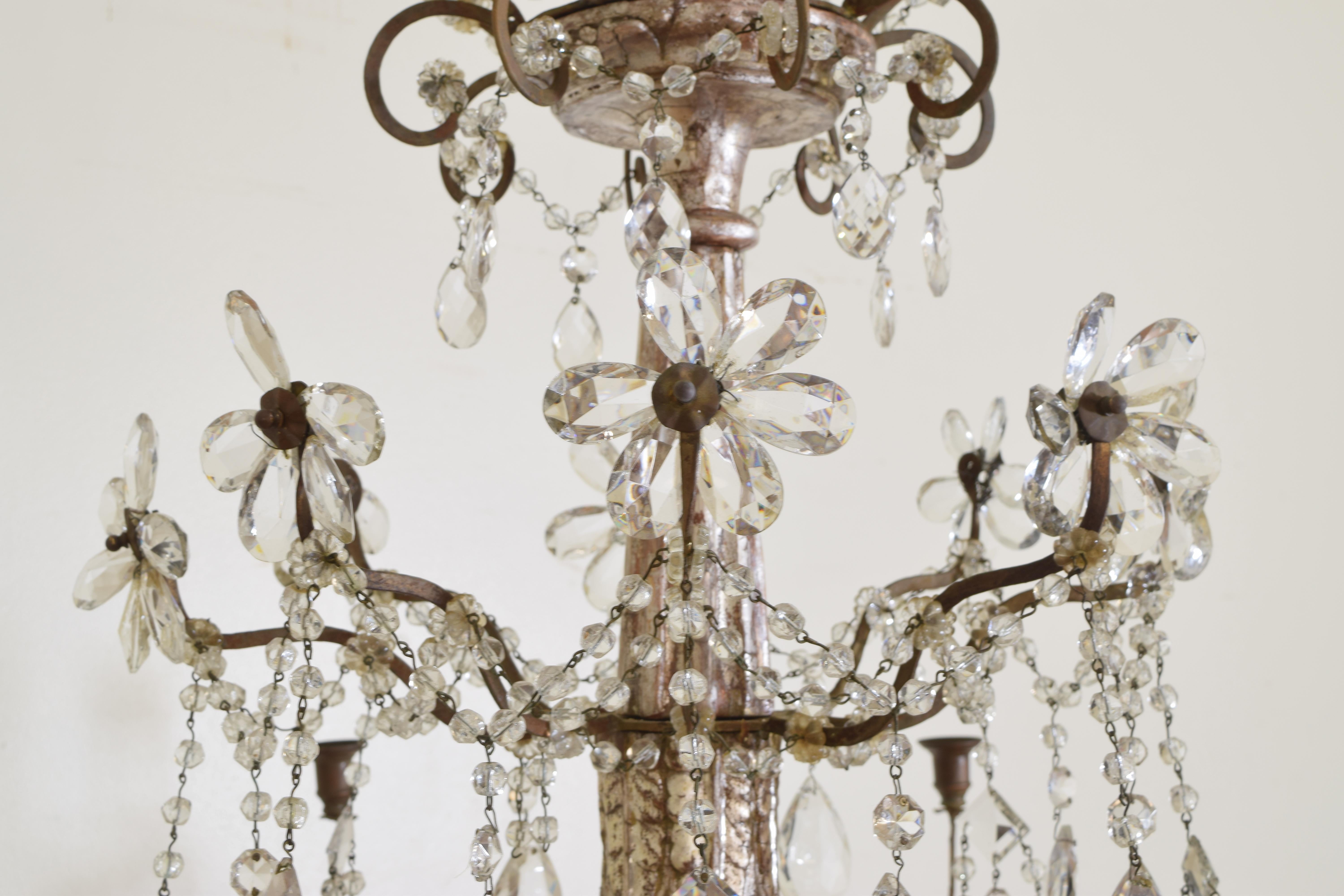 Italian Neoclassic Silver Gilt, Iron, and Glass 8-Light Chandelier 1