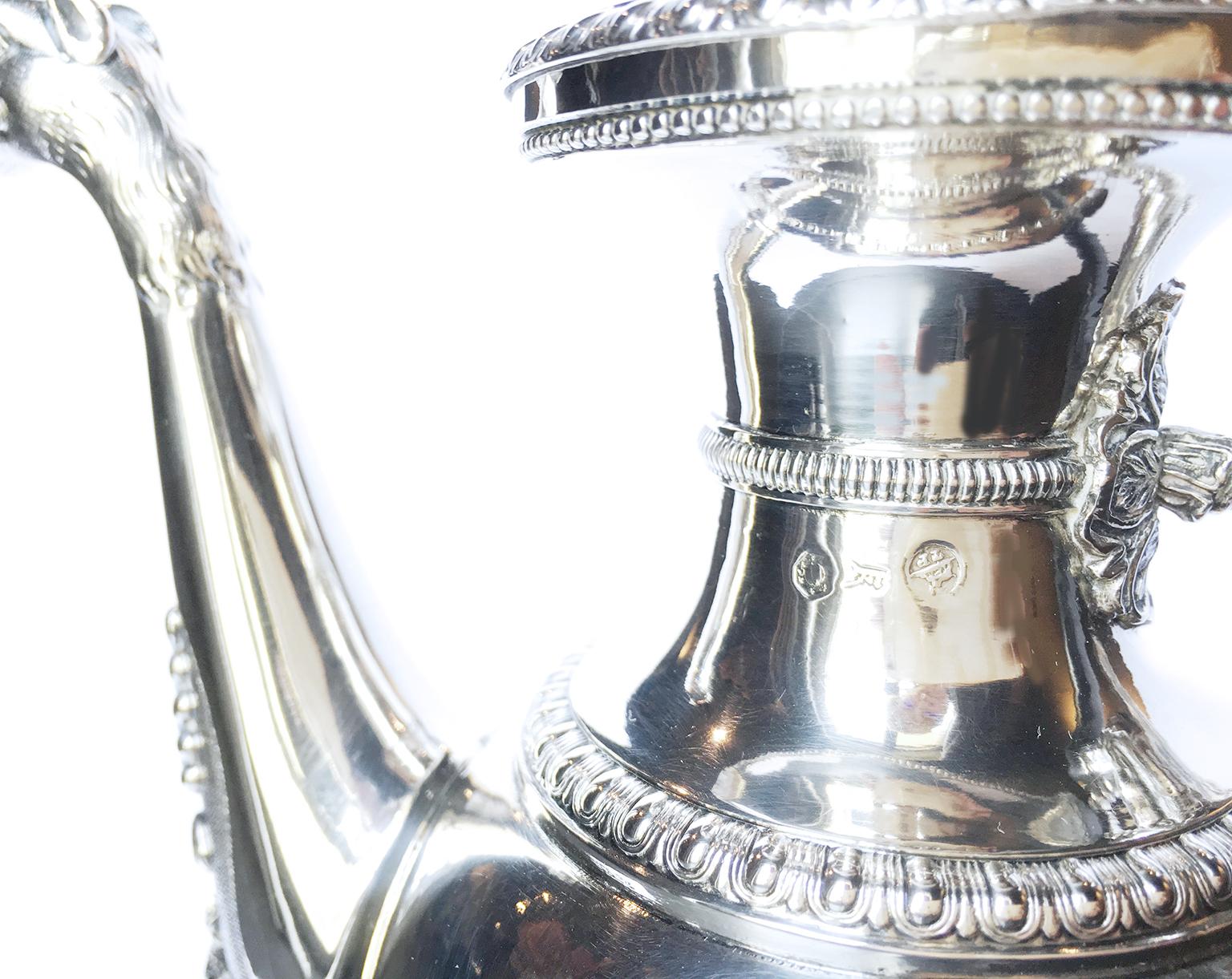 Ancient Italian Neoclassic Sterling Silver Coffee Pot, Milan, circa 1850 For Sale 6