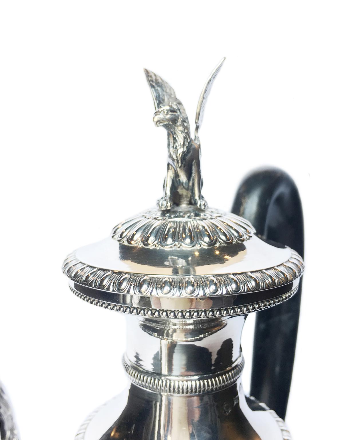 Ancient Italian Neoclassic Sterling Silver Coffee Pot, Milan, circa 1850 For Sale 8