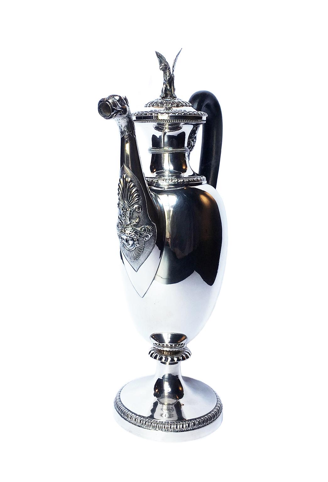 Neoclassical Ancient Italian Neoclassic Sterling Silver Coffee Pot, Milan, circa 1850 For Sale