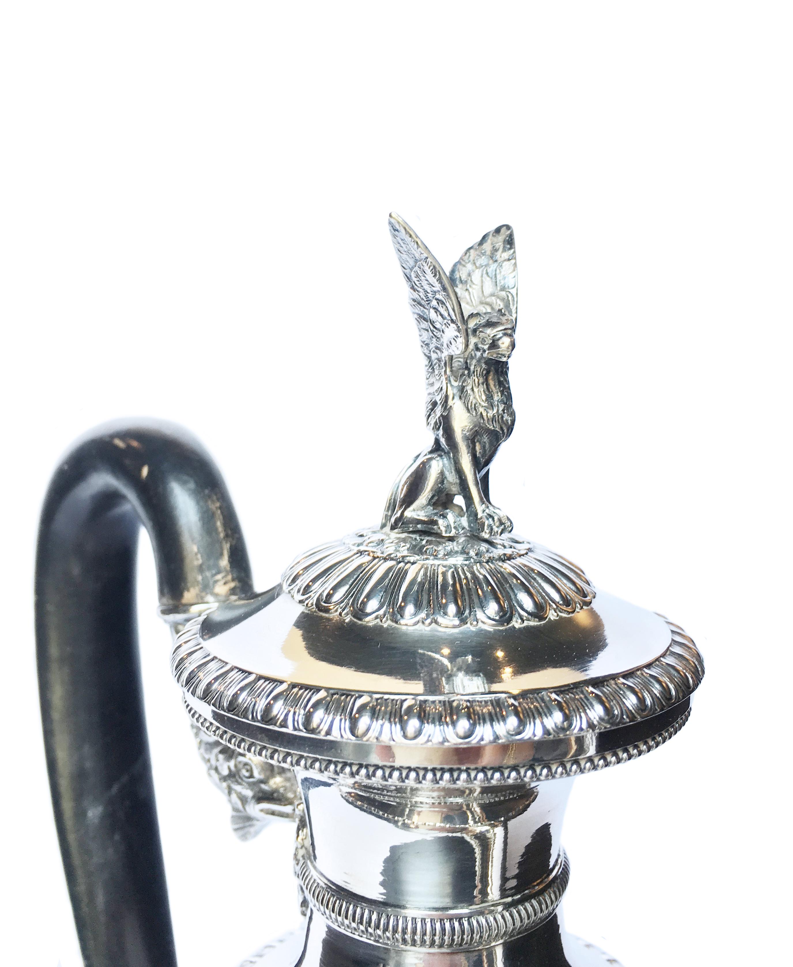 Ancient Italian Neoclassic Sterling Silver Coffee Pot, Milan, circa 1850 For Sale 9
