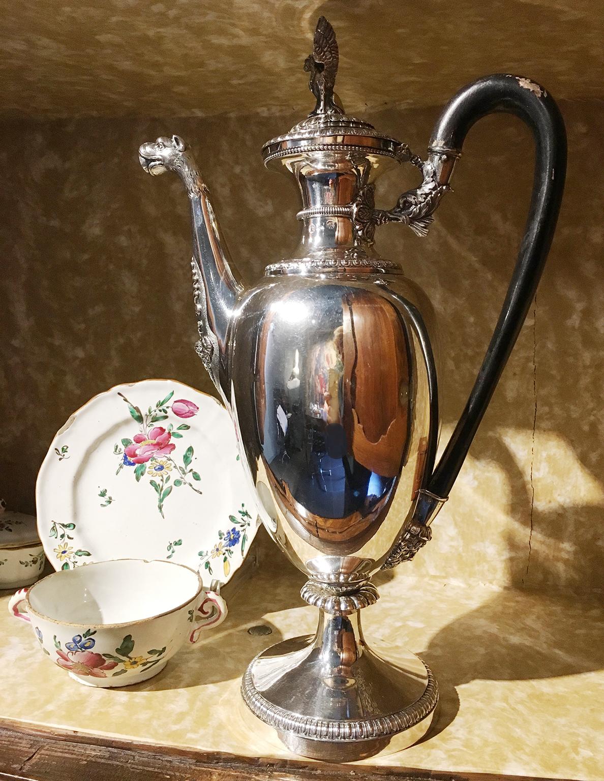 Ancient Italian Neoclassic Sterling Silver Coffee Pot, Milan, circa 1850 For Sale 13