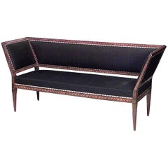 Settee italienne néo-classique en crin de cheval