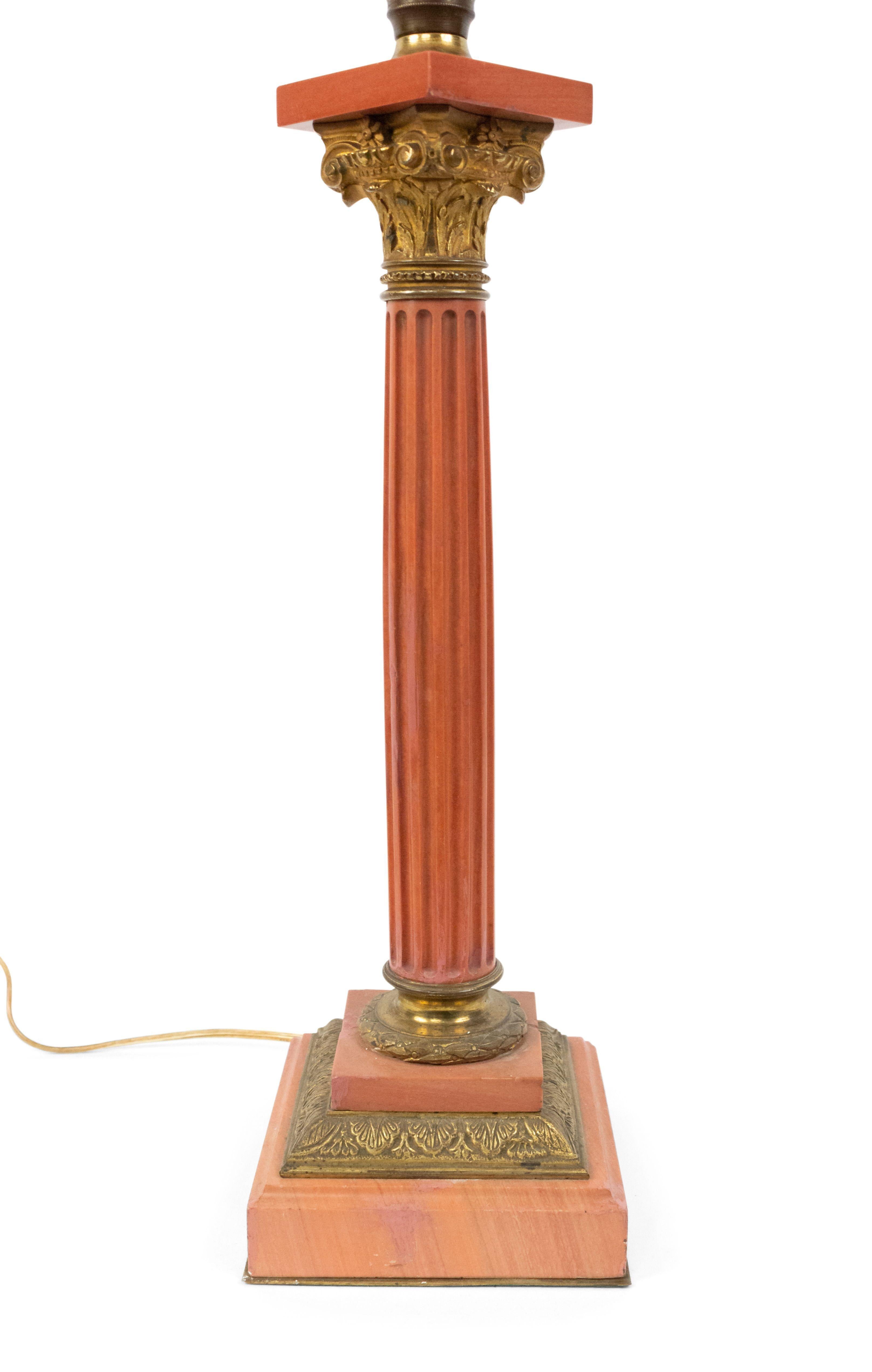 Neoclassical Italian Neoclassic Style Pink Marble Table Lamp For Sale