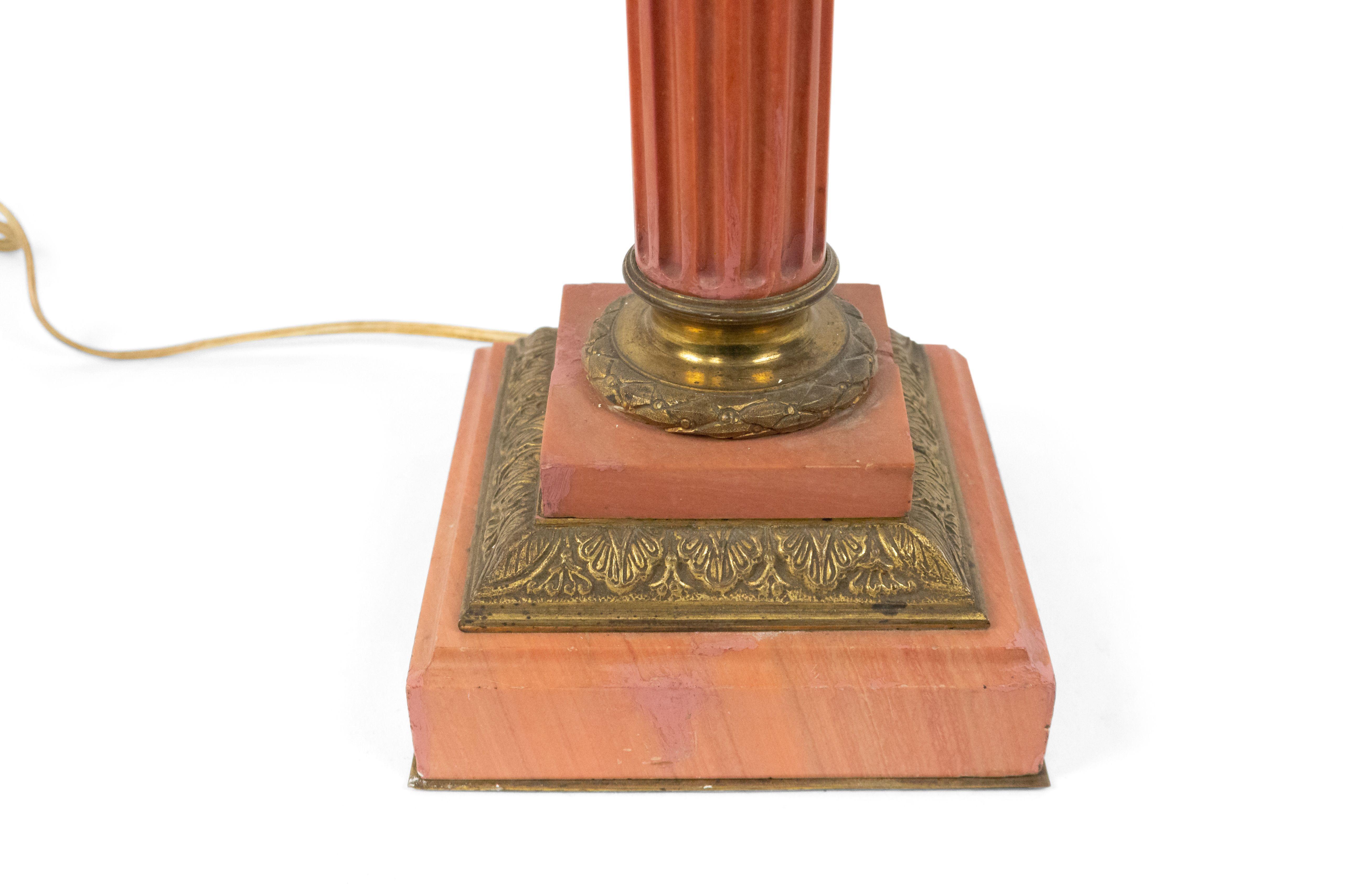 19th Century Italian Neoclassic Style Pink Marble Table Lamp For Sale