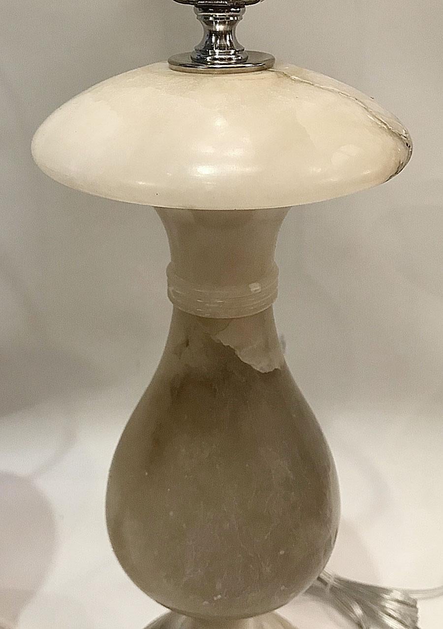 Hand-Carved Italian Neoclassic Style Alabaster Table Lamps For Sale