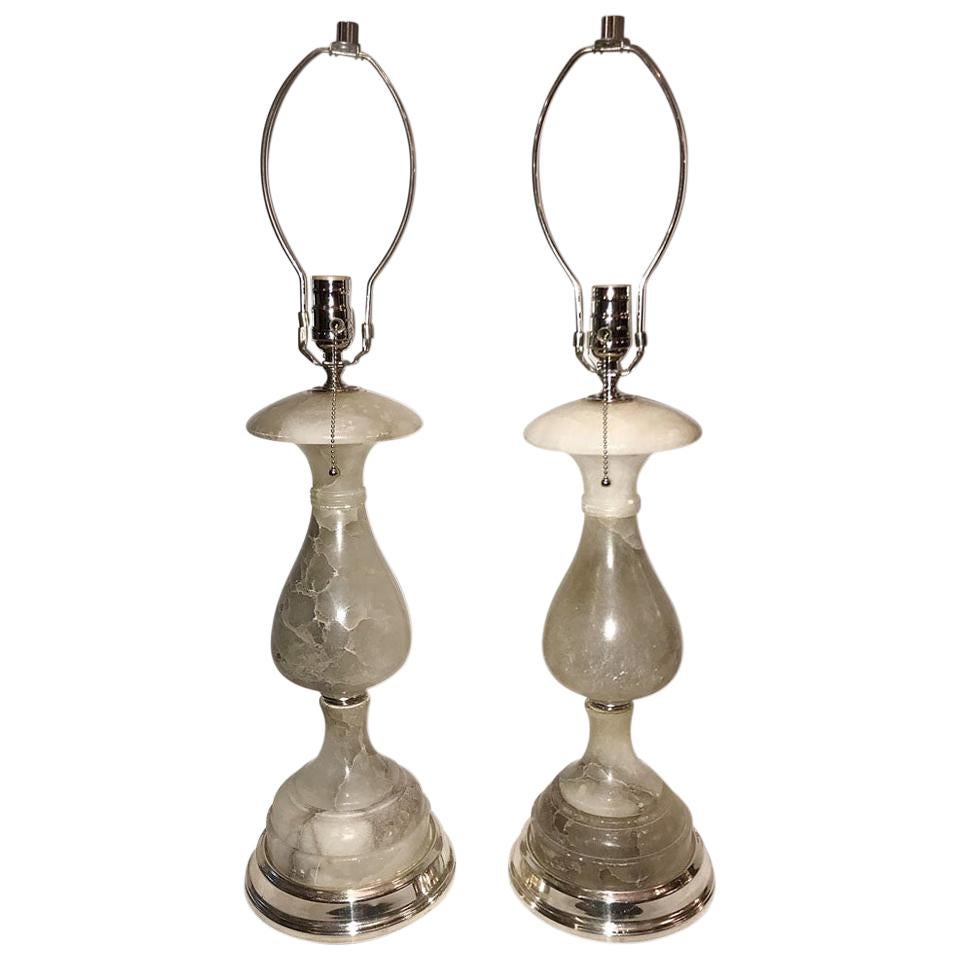 Neoclassic Alabaster and Bronze Lamps For Sale at 1stDibs