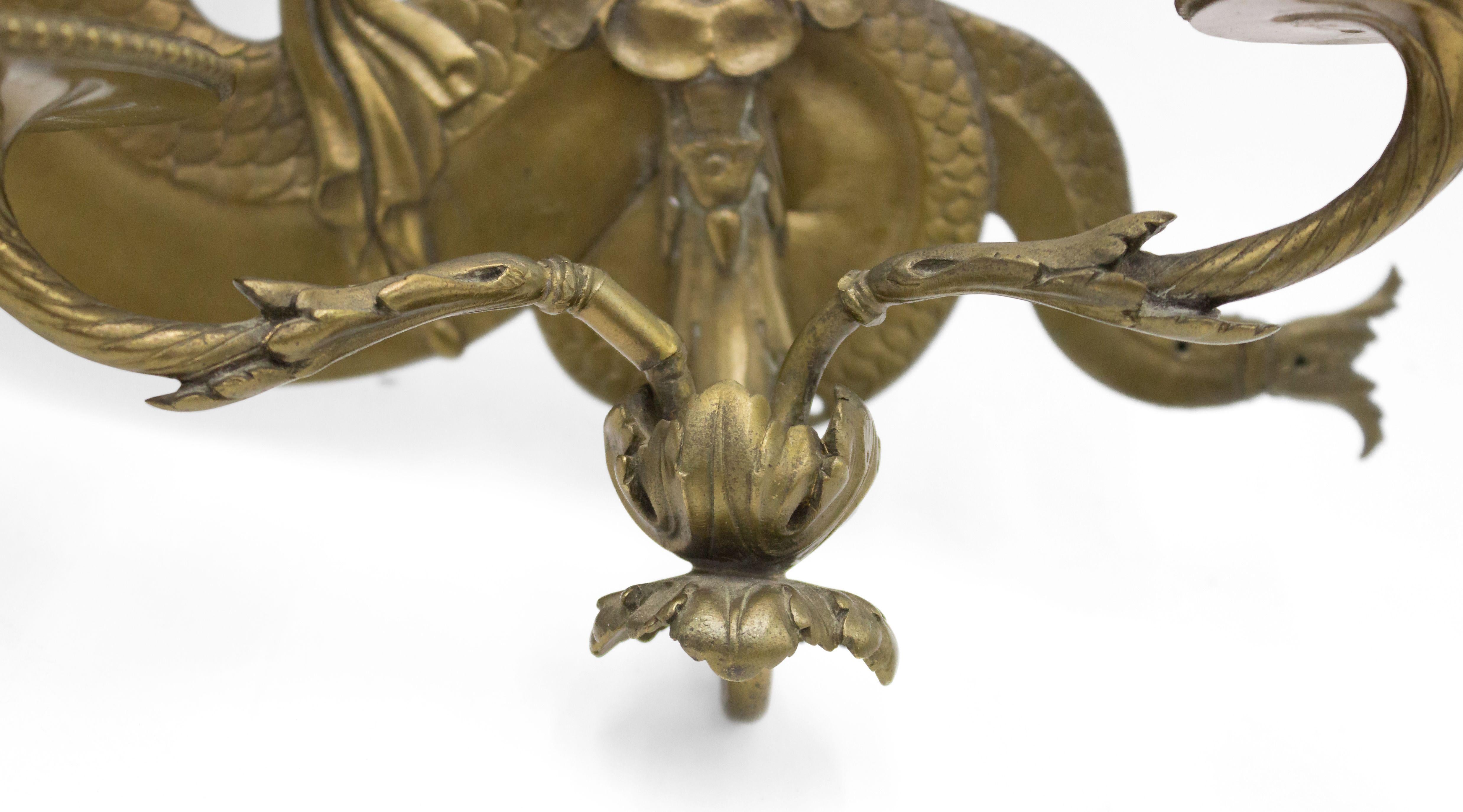 Italian Neoclassic Style Bronze Mermaid Wall Sconces For Sale 5