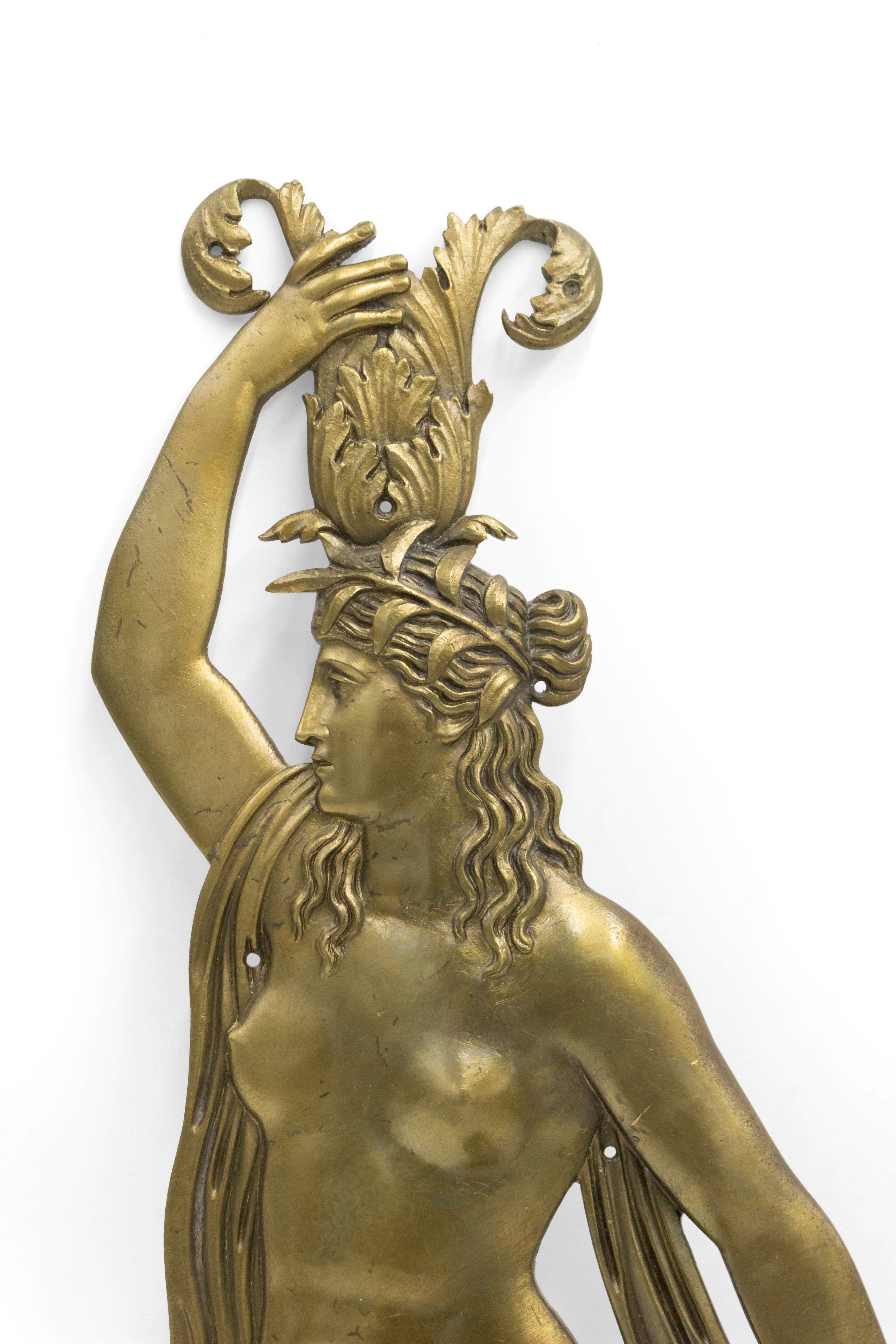 Italian Neoclassic Style Bronze Mermaid Wall Sconces For Sale 3