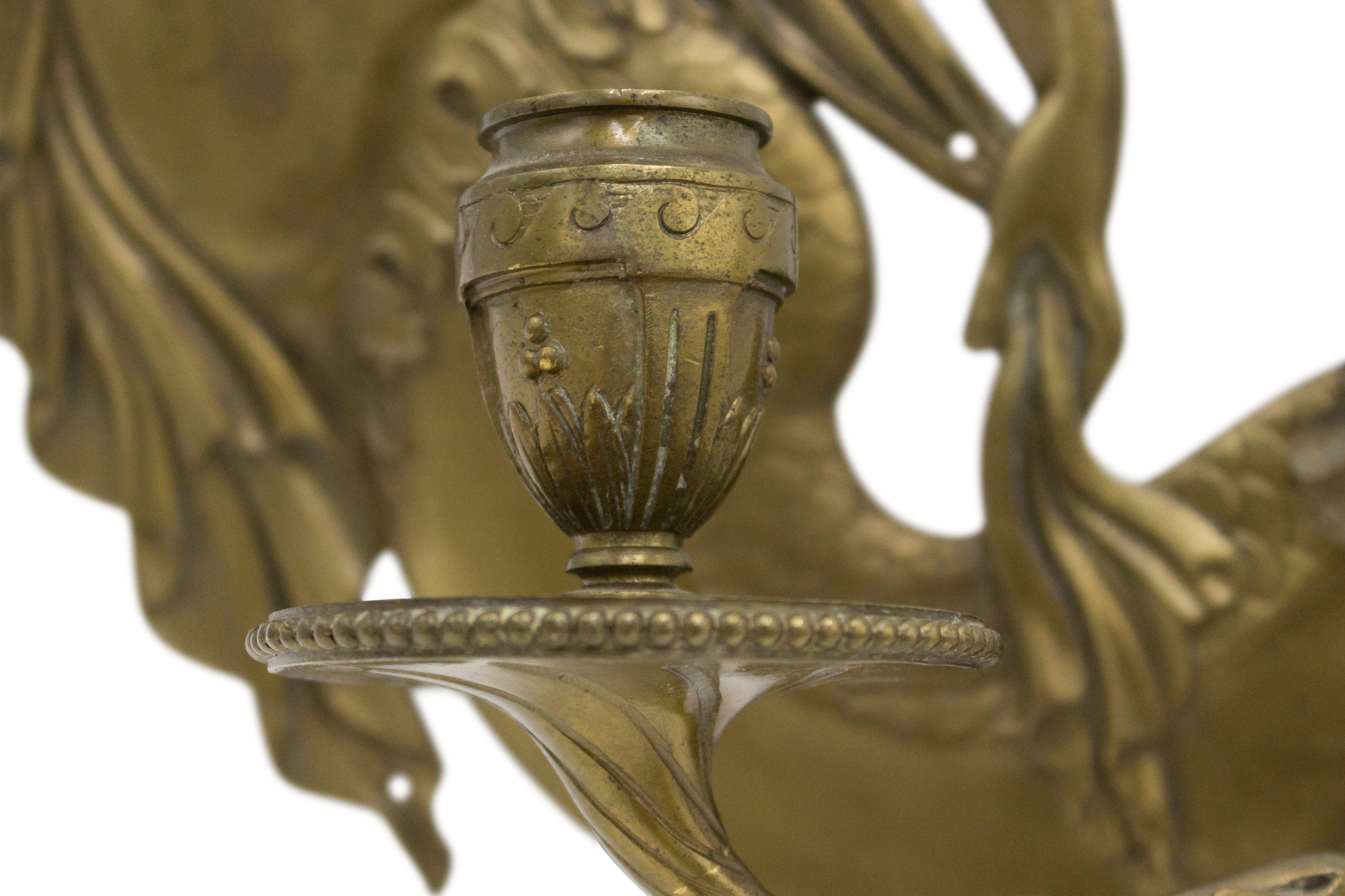 Italian Neoclassic Style Bronze Mermaid Wall Sconces For Sale 4