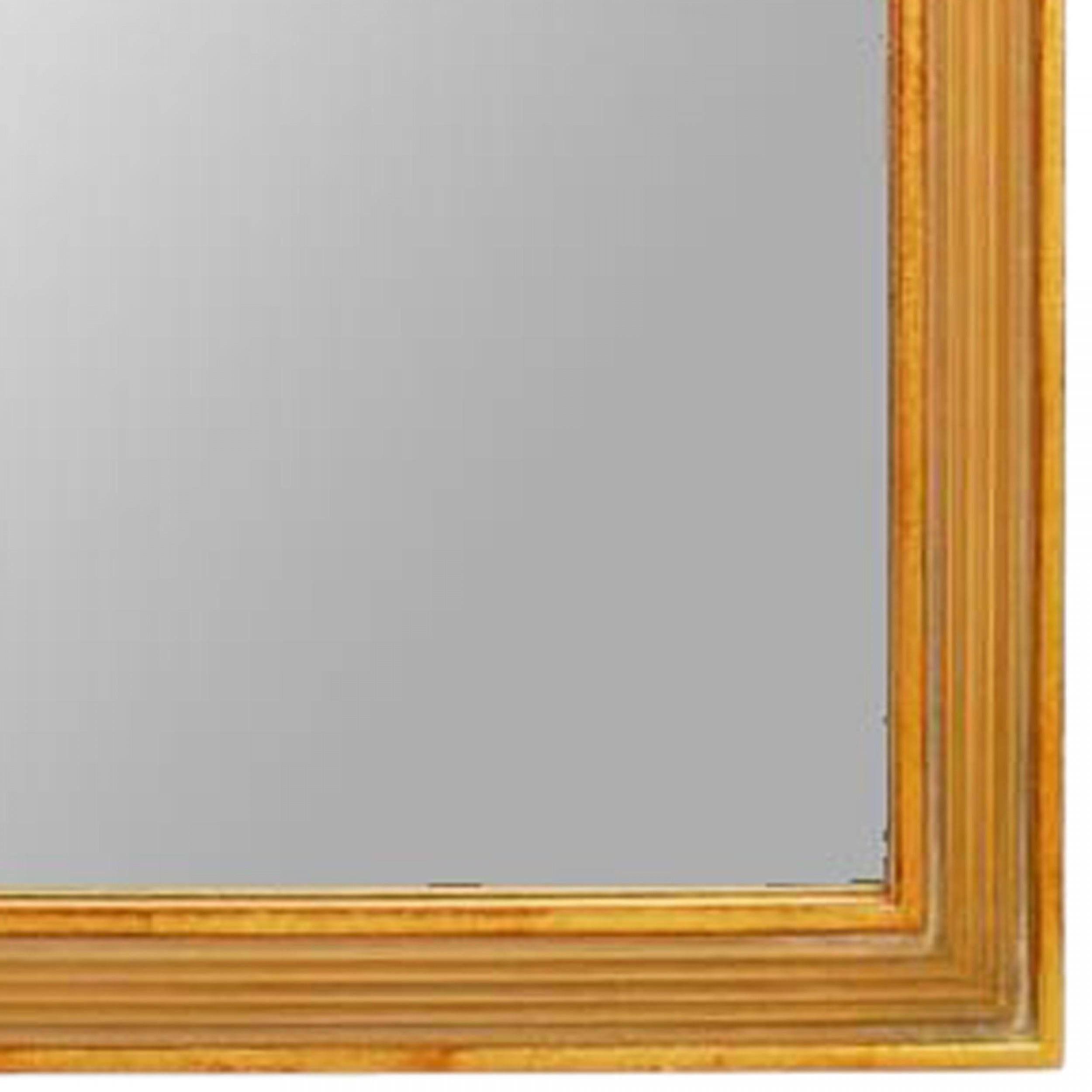 Italian Neoclassic-style (20th Century) beige painted wall mirror with a carved drape design top and gilt-trimmed fringe.