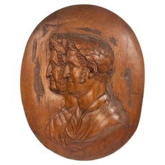 Italian Neoclassic Style Carved Wall Plaque of Two Men in Profile