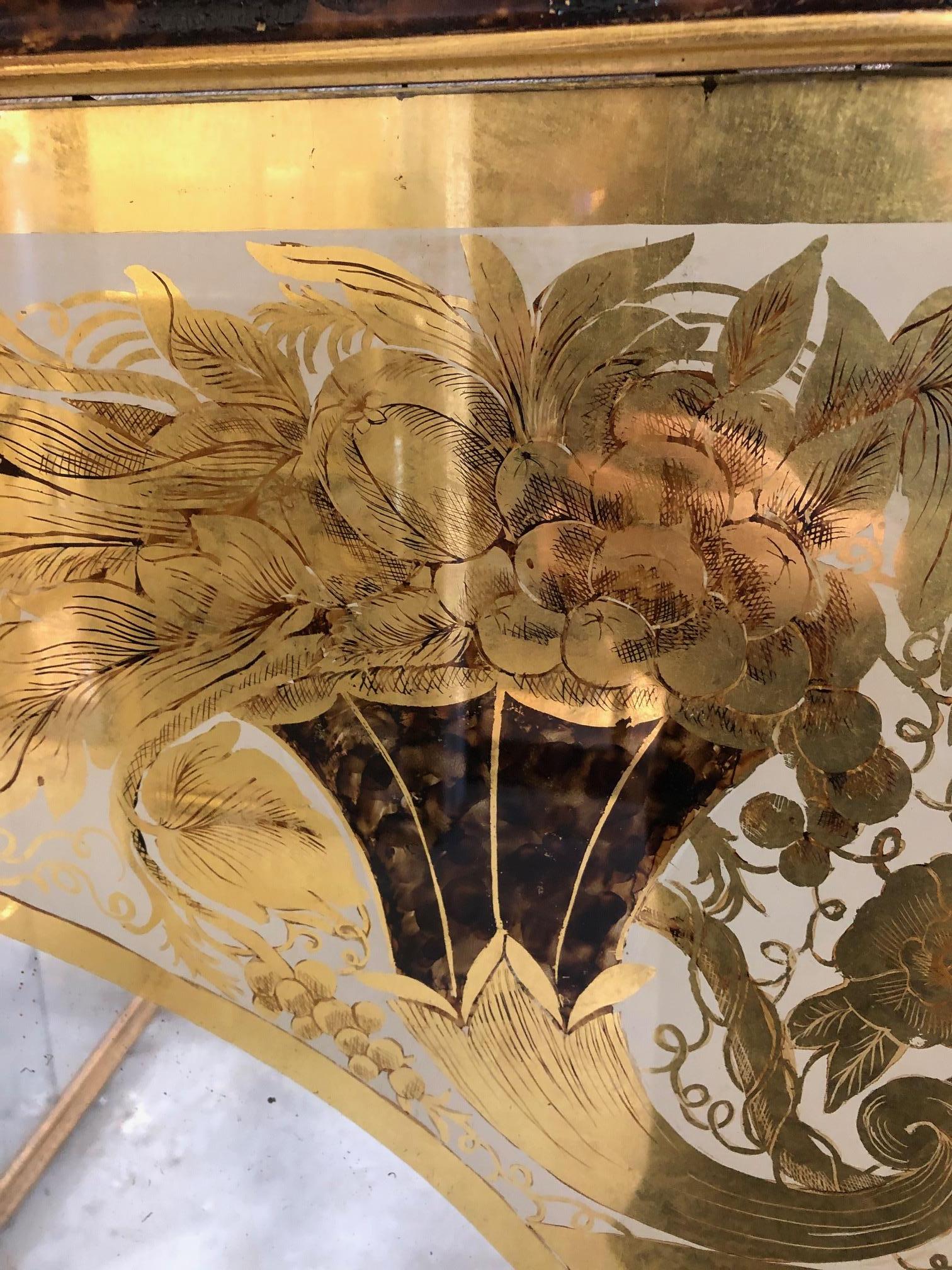 Italian Neoclassic Style Gold Églomisé Wall Mirror with Ornate Foliate Designs 1