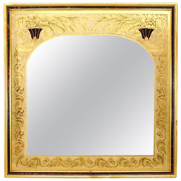 Italian Neoclassic Style Gold Églomisé Wall Mirror with Ornate Foliate Designs
