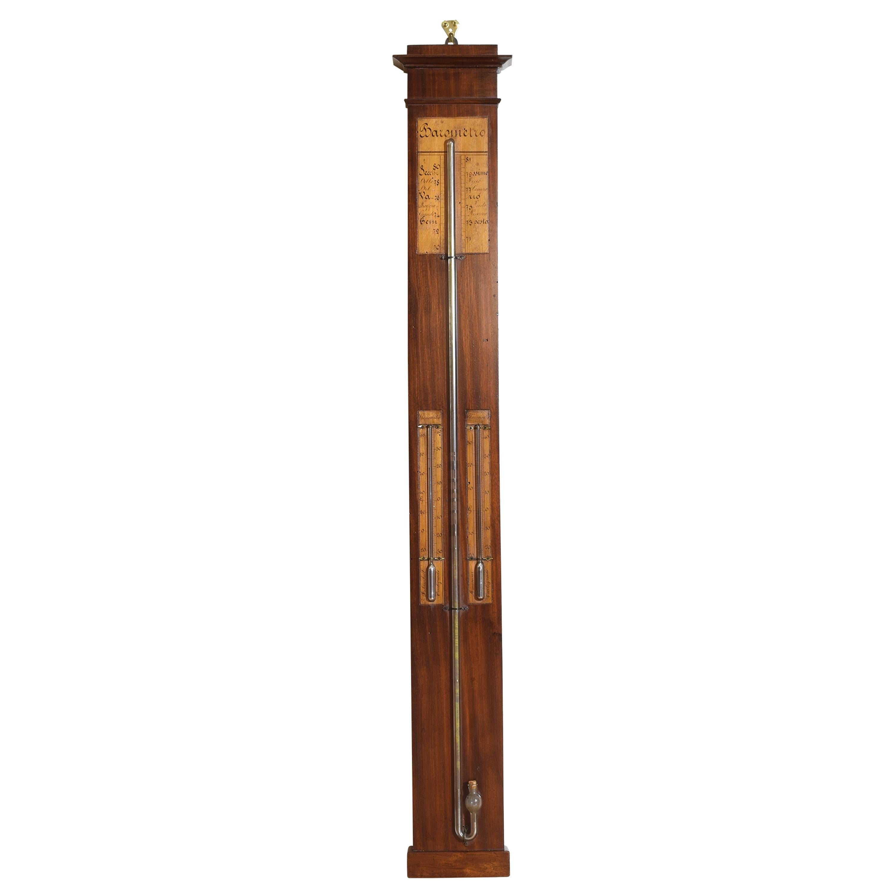 Italian Neoclassic Style Mahogany Barometer, Late 19th Century