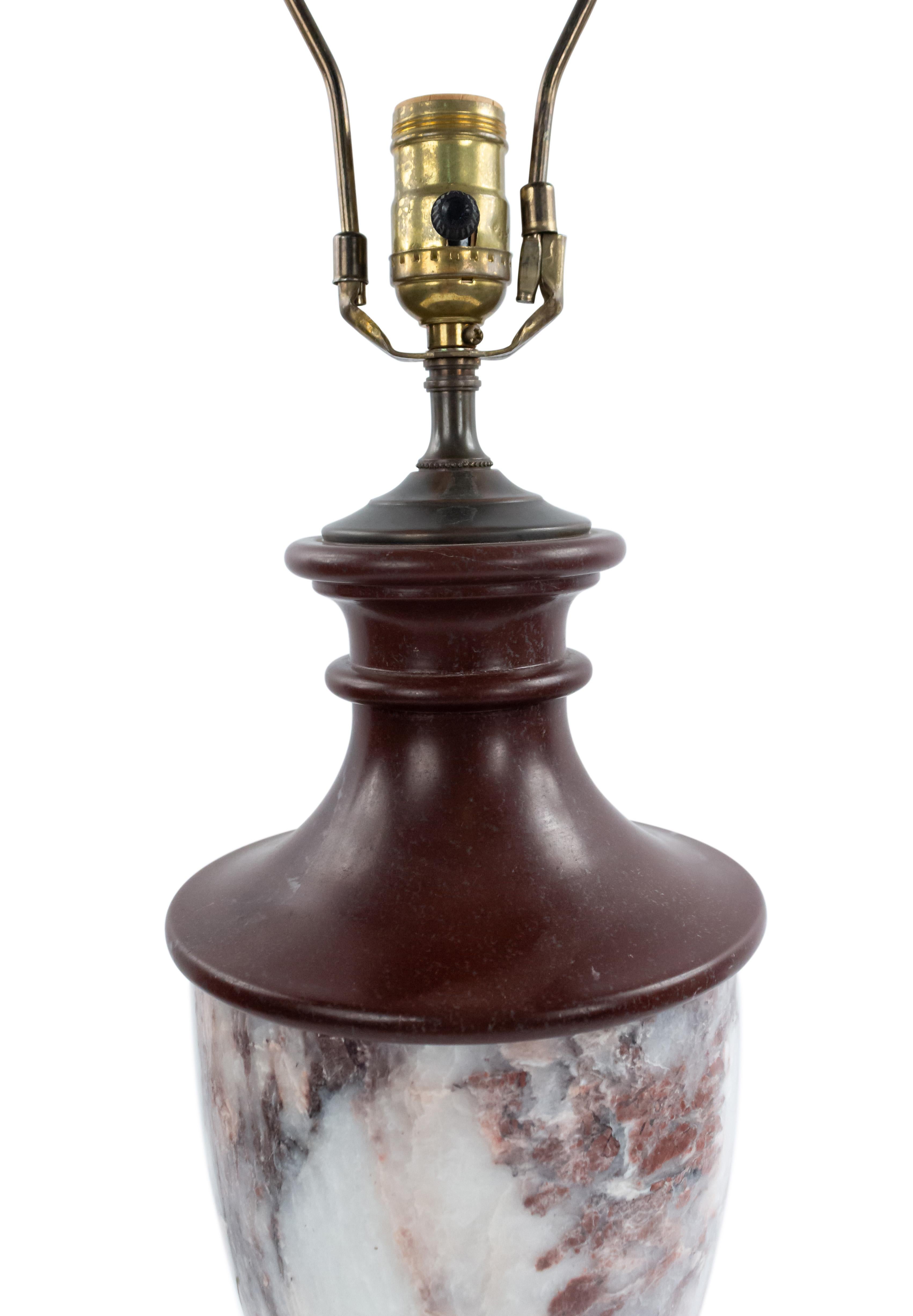 Neoclassical Pair of Italian Neoclassic Style Marble Urn Table Lamps For Sale