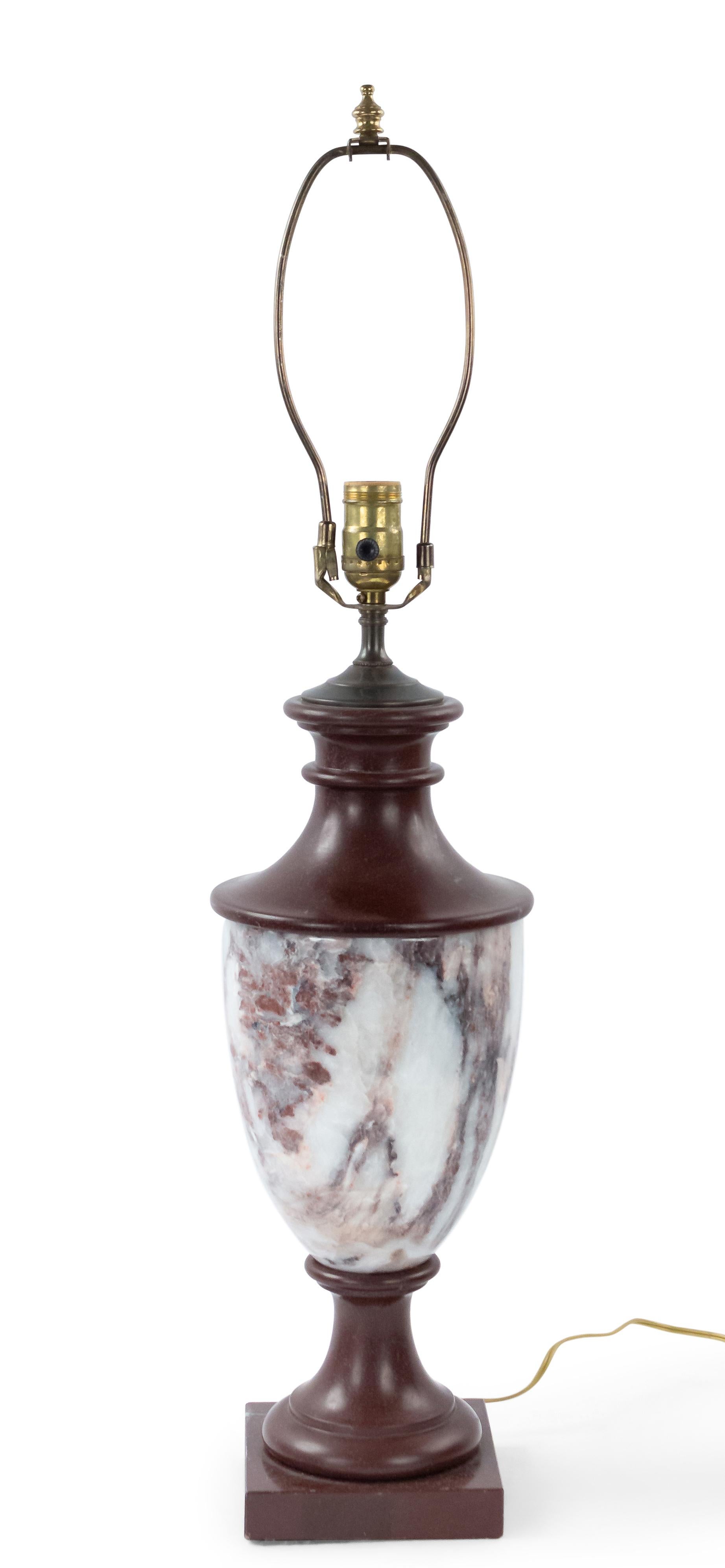 Pair of Italian Neoclassic Style Marble Urn Table Lamps In Good Condition For Sale In New York, NY