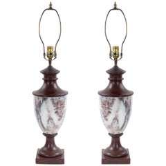 Pair of Italian Neoclassic Style Marble Urn Table Lamps