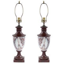 Pair of Italian Neoclassic Style Marble Urn Table Lamps