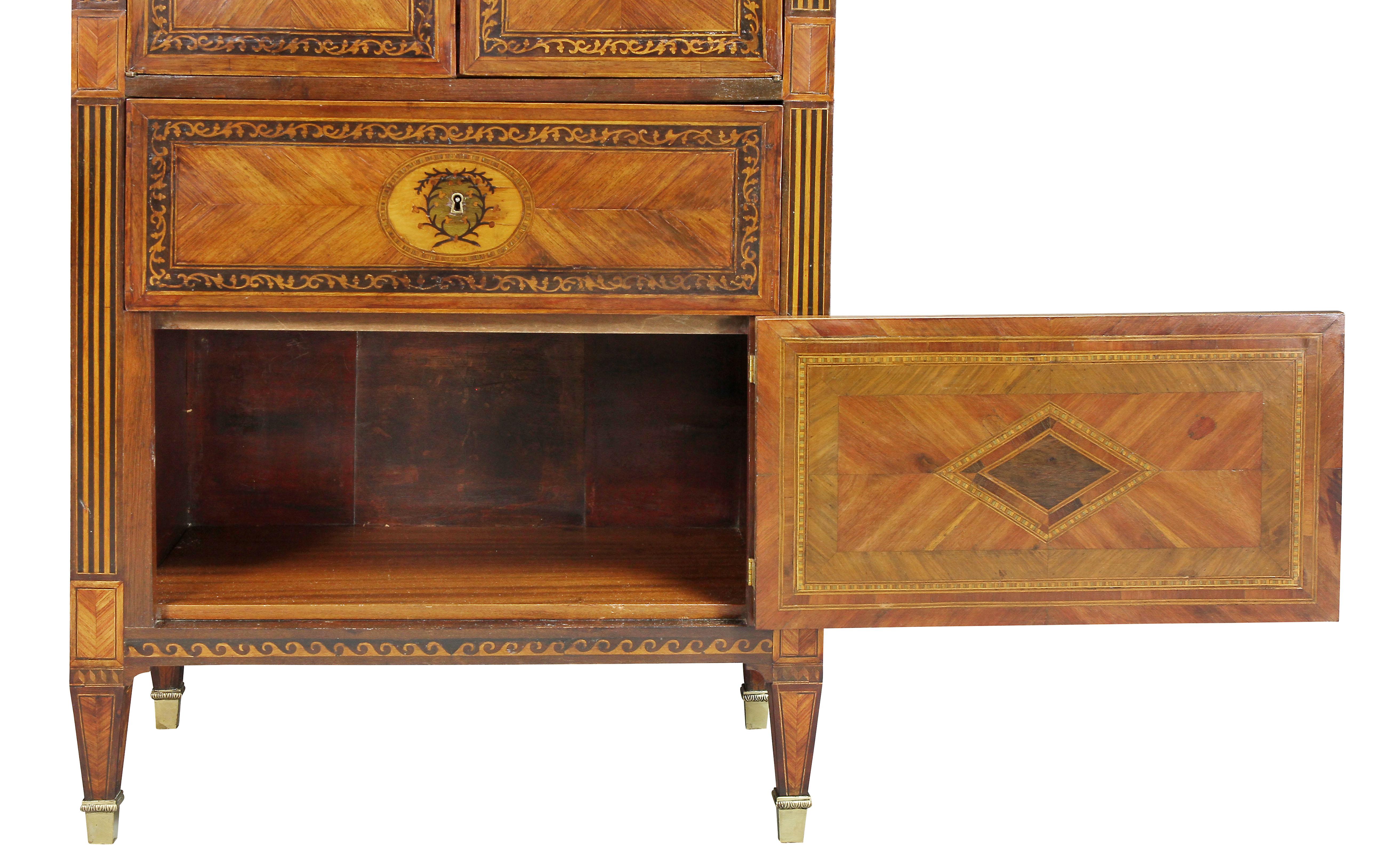 Italian Neoclassic Style Marquetry Cabinet For Sale 4