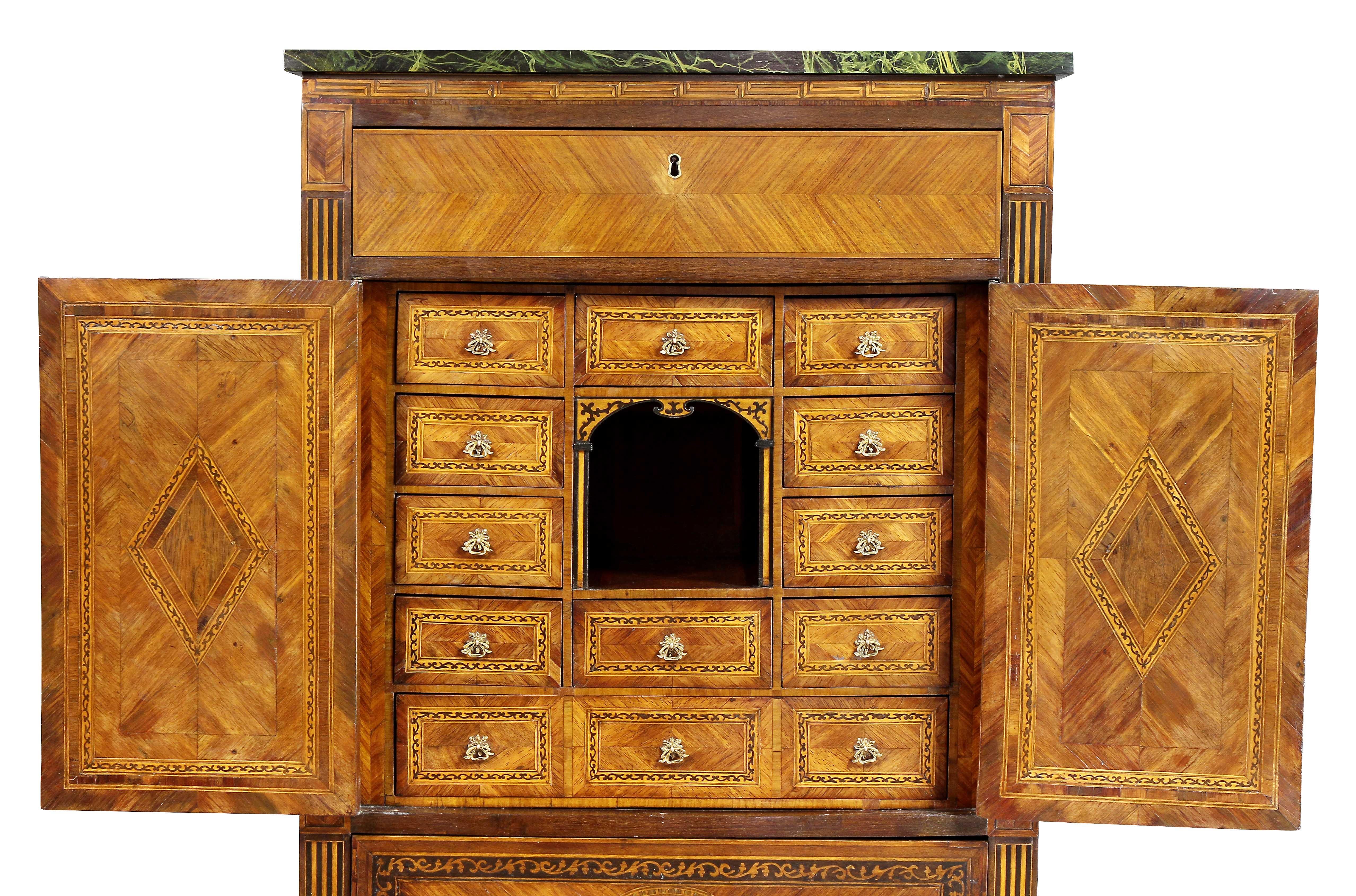 19th Century Italian Neoclassic Style Marquetry Cabinet For Sale