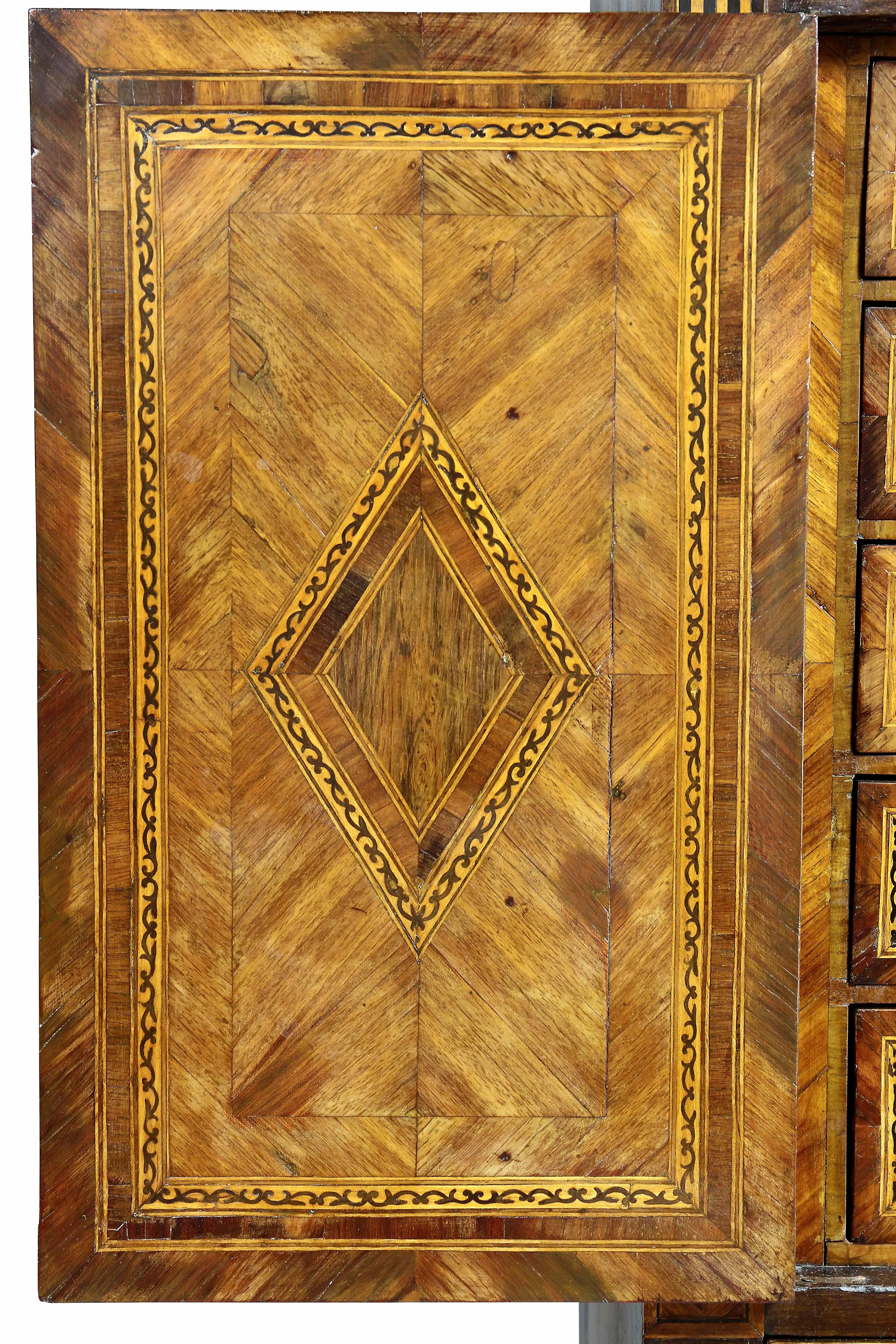 Wood Italian Neoclassic Style Marquetry Cabinet For Sale