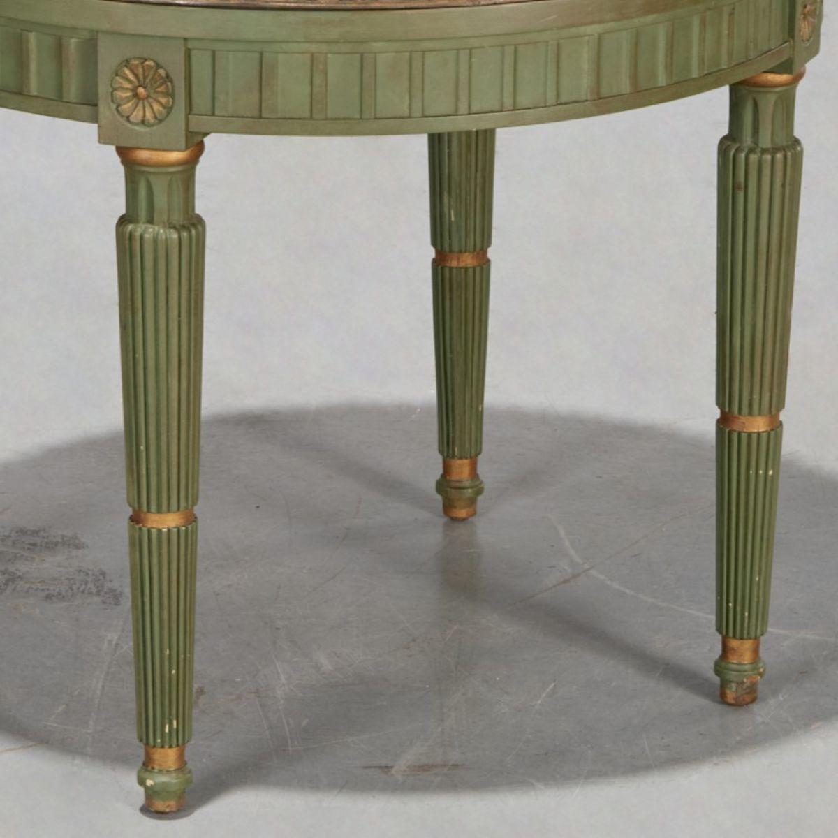 Mid-20th Century Italian Neoclassic Style Painted and Gilt Occasional Table with Marble Surface For Sale