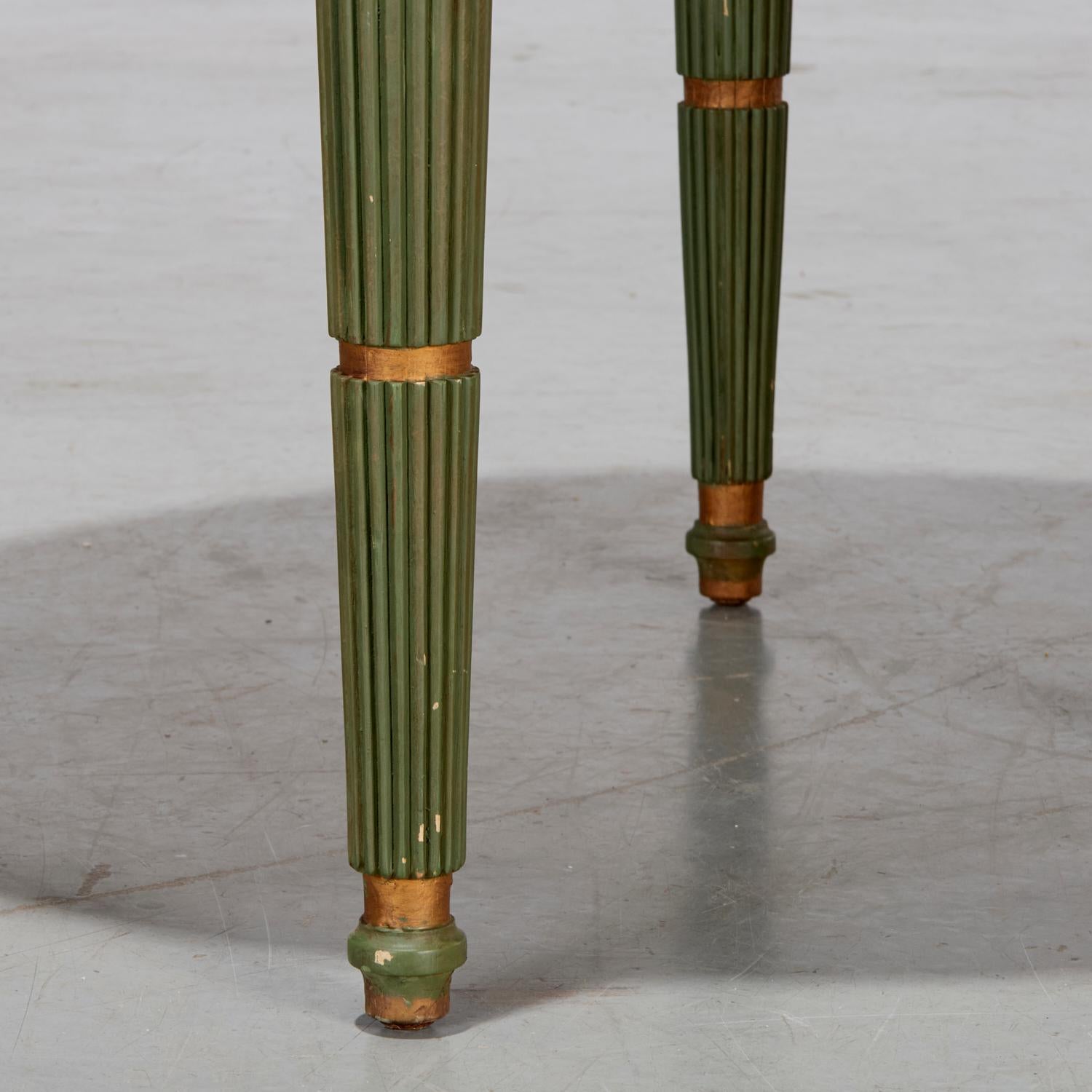 Brass Italian Neoclassic Style Painted and Gilt Occasional Table with Marble Surface For Sale