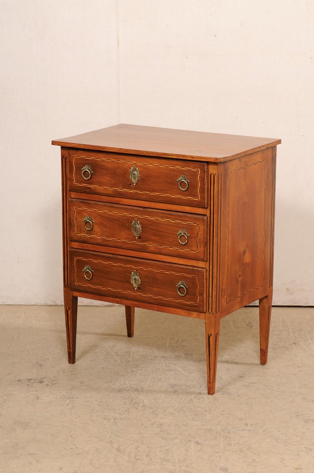 Italian Neoclassic-Style Raised Side Chest, Adorn w/Delicate Inlay Accents For Sale 3