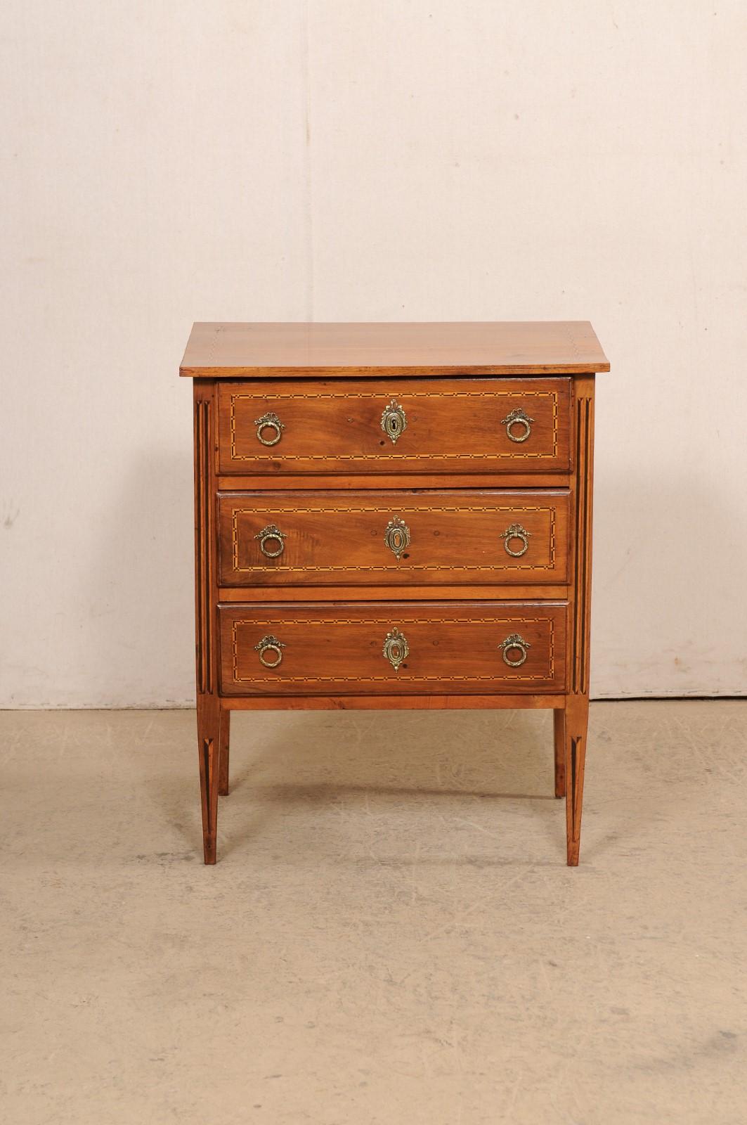 Italian Neoclassic-Style Raised Side Chest, Adorn w/Delicate Inlay Accents For Sale 4