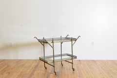Italian Neoclassic Style Silver Plate & Glass Bar Cart, ca. 1940’s