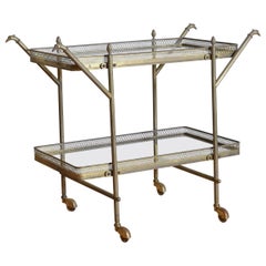 Carrello da bar in argento e vetro in stile neoclassico italiano, anni '40 ca.
