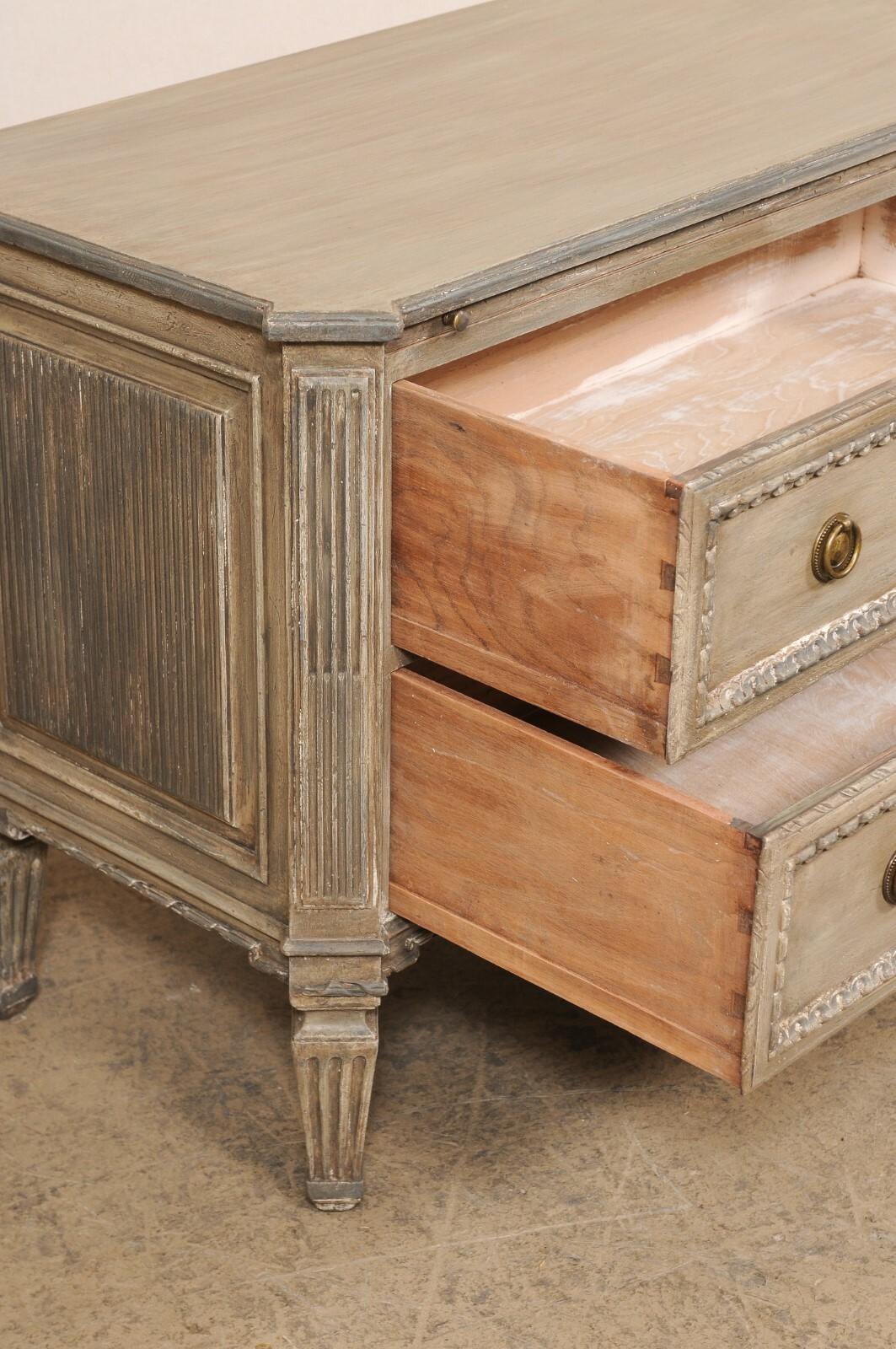 Neoclassical Italian Neoclassic Style Two-Drawer Chest w/Fluted and Wreath Carved Accents For Sale