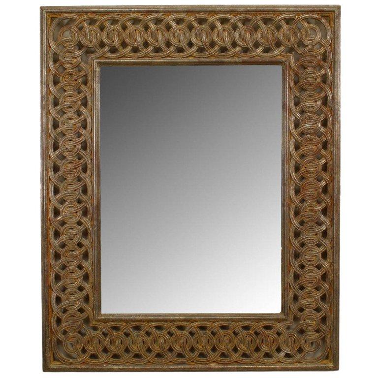 Italian Neoclassic Style Wall Mirror with a Patterned Gilt Frame