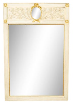 Italian Neoclassic Style White and Gold Painted Floral Design Wall Mirror