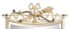 Italian Neoclassic Style White and Gray Painted Bow Pediment Wall Mirror