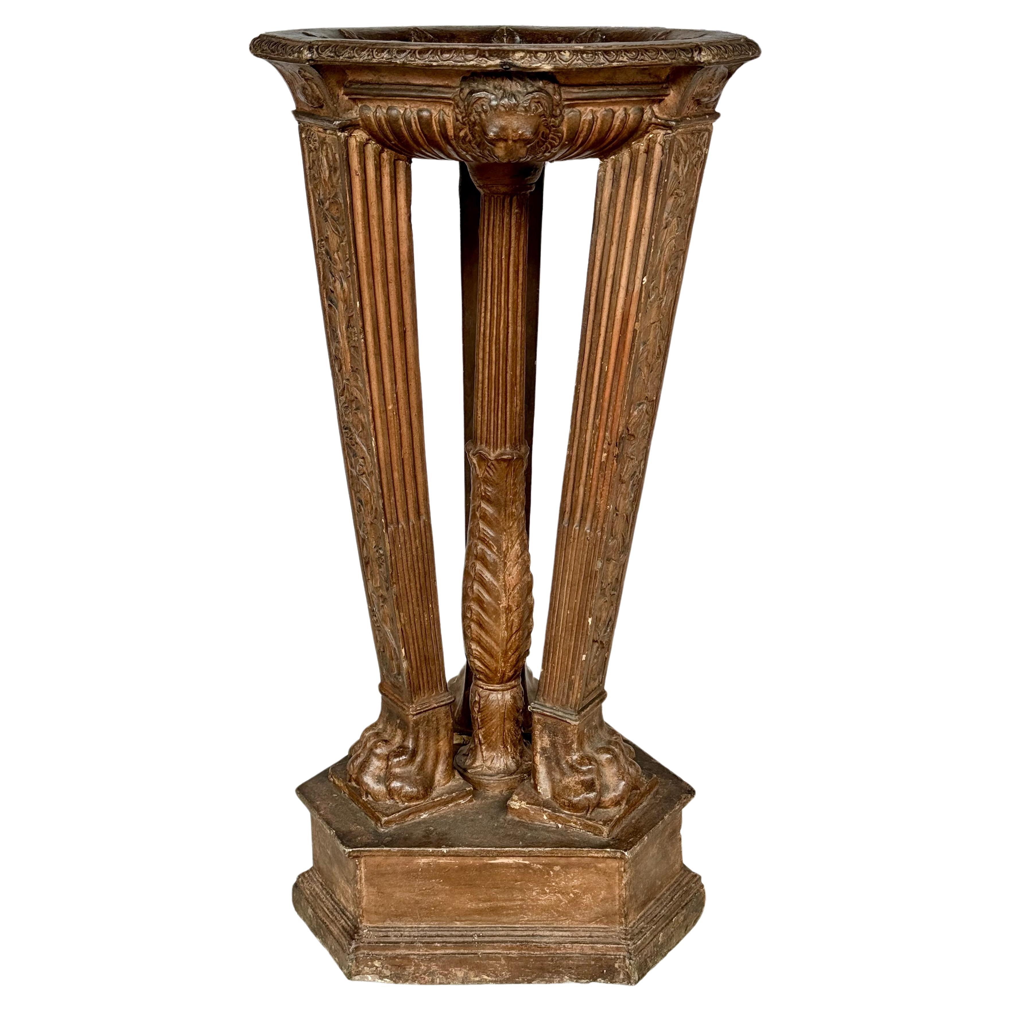 Italian Neoclassic Terracotta Athenienne Stand - Planter For Sale