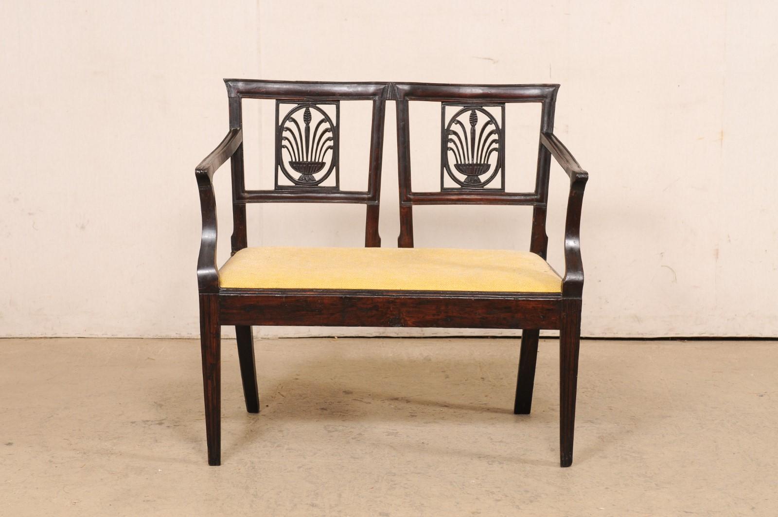 Italian Neoclassic Two-Seat Chair Settee, Late 18th C. For Sale 6