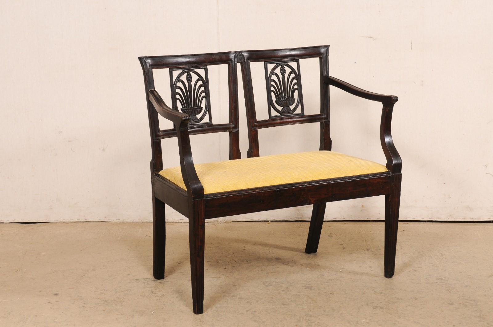 Italian Neoclassic Two-Seat Chair Settee, Late 18th C. In Good Condition For Sale In Atlanta, GA