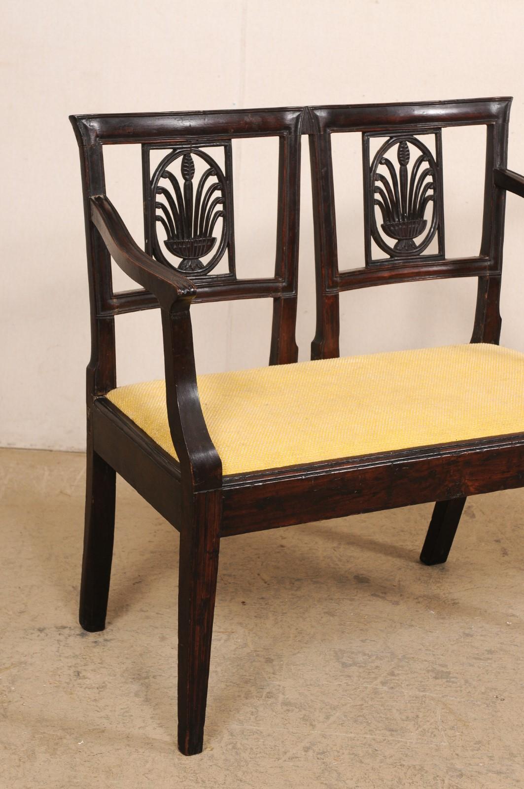 19th Century Italian Neoclassic Two-Seat Chair Settee, Late 18th C. For Sale